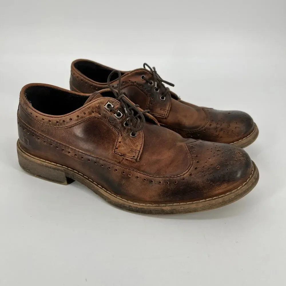 Bed Stu Wingtip Oxford Shoes Mens US 9 / EU 42 Brown Leather Distressed Lace Up